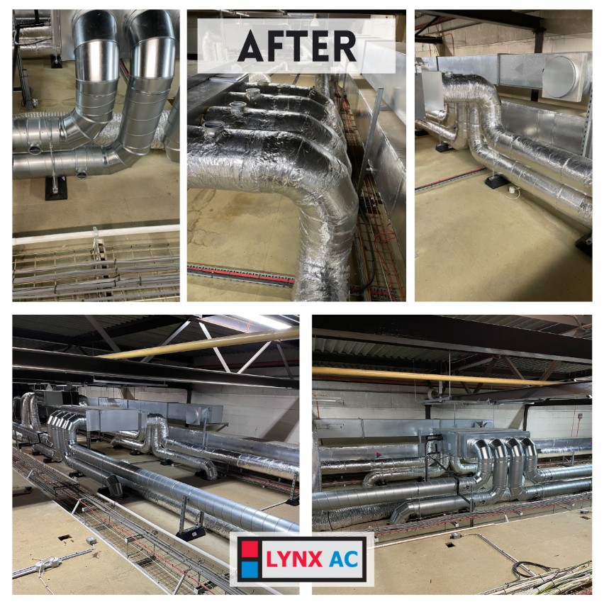 Photos of ductwork and air conditioning that was replaced to improve indoor air quality