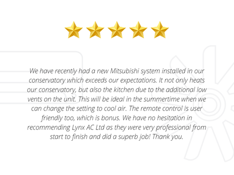 review for air conditioning and ventilation services from Lynx AC